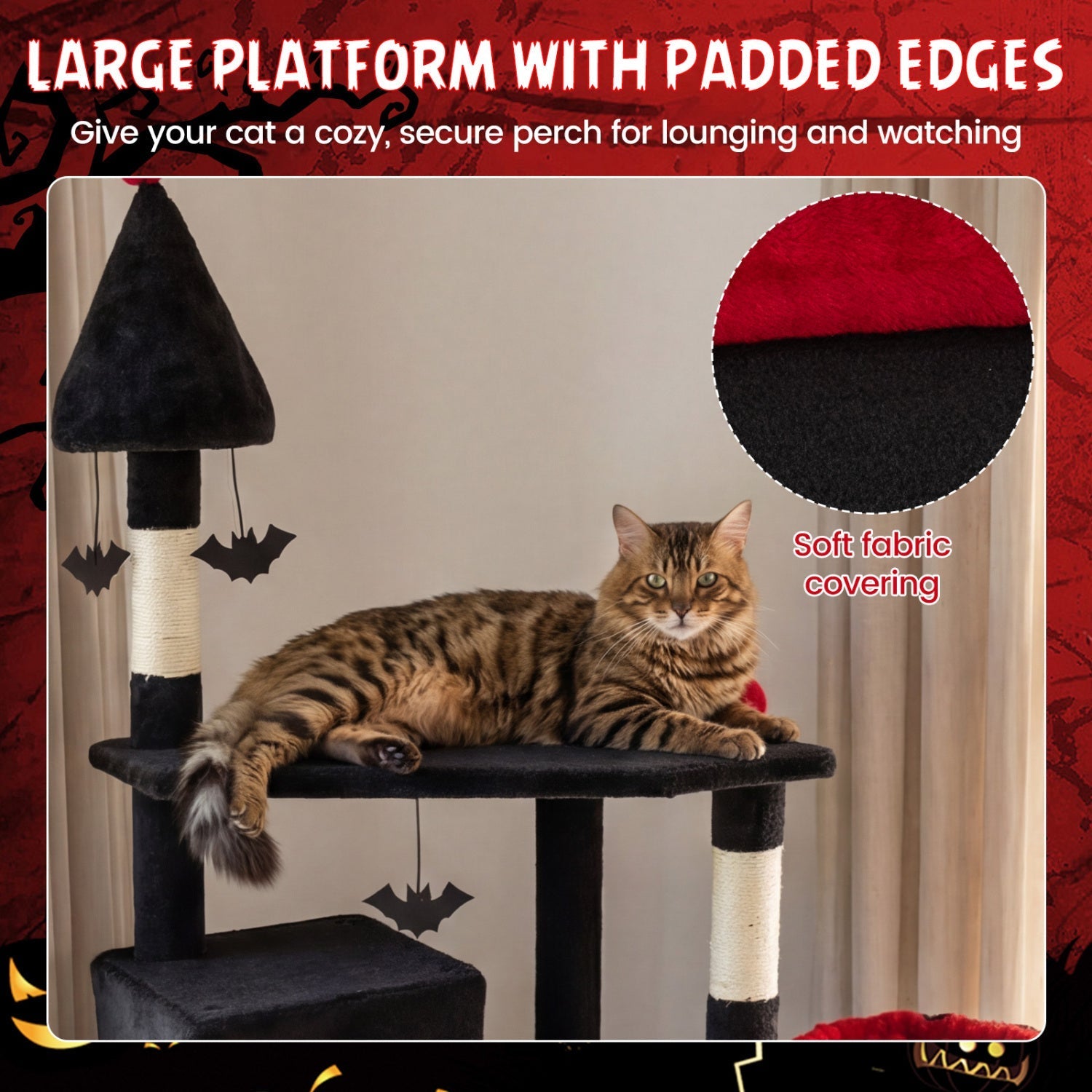 75 Inch Gothic Cat Tree with 2 Condos and Top Perch for Large Cats 20+ LBS - Majestic Pet Kingdom