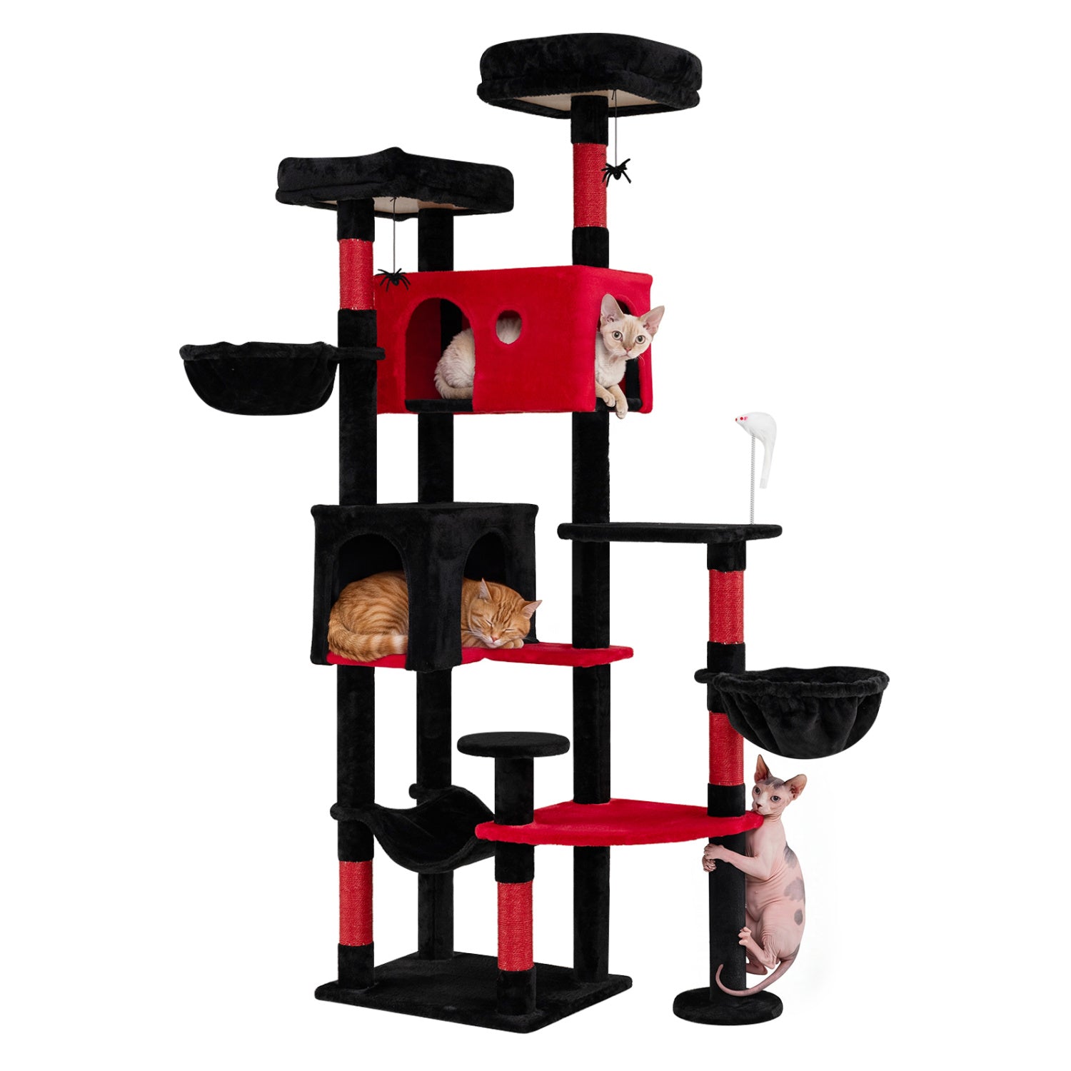 Gothic Cat Tree 75 Inch with Dual Perches and Houses - Majestic Pet Kingdom