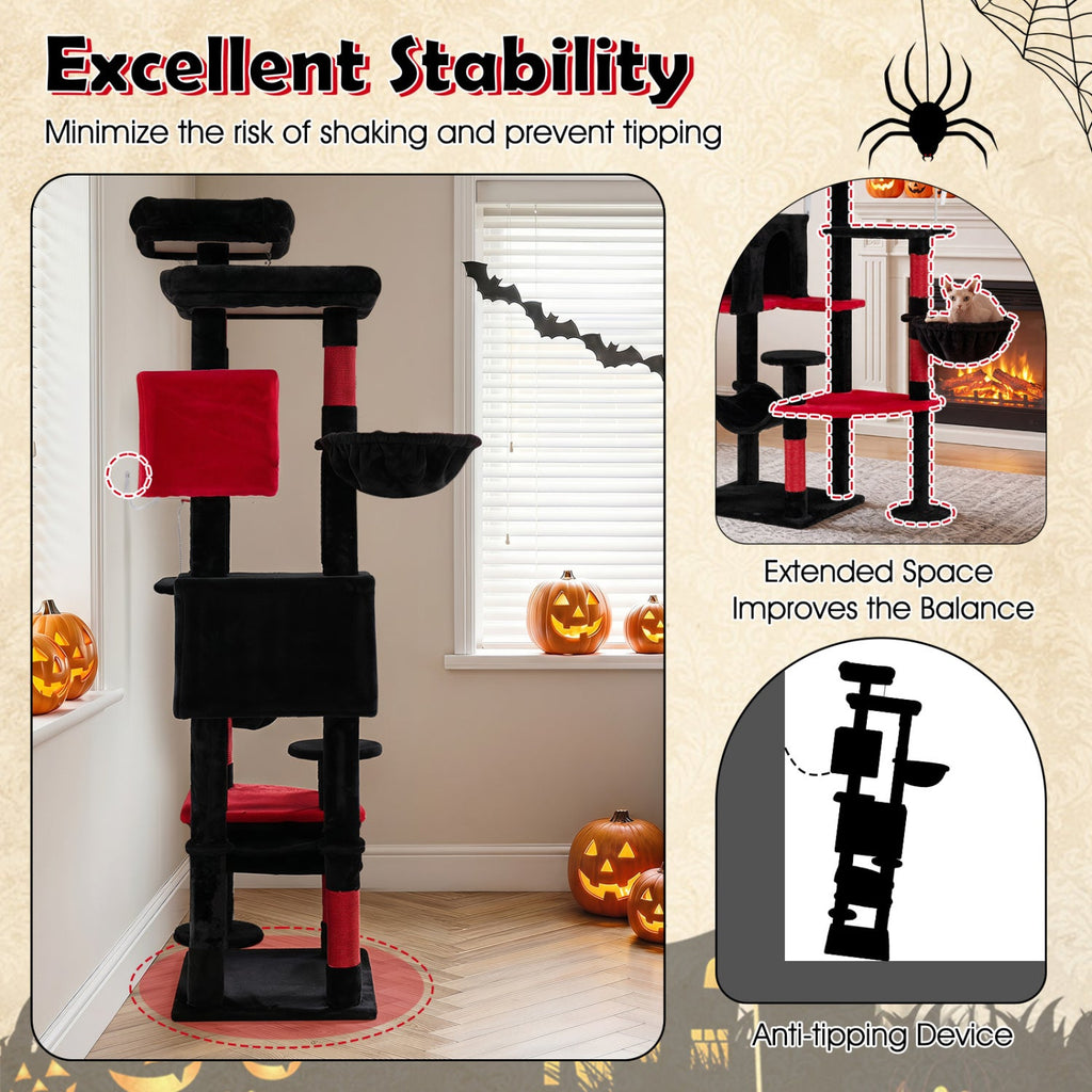 Gothic Cat Tree 75 Inch with Dual Perches and Houses - Majestic Pet Kingdom