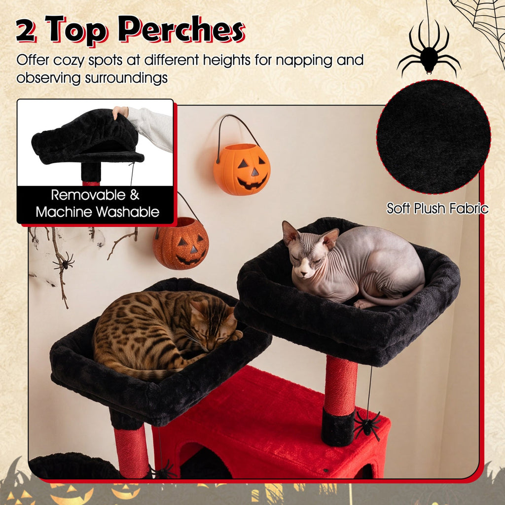 Gothic Cat Tree 75 Inch with Dual Perches and Houses - Majestic Pet Kingdom