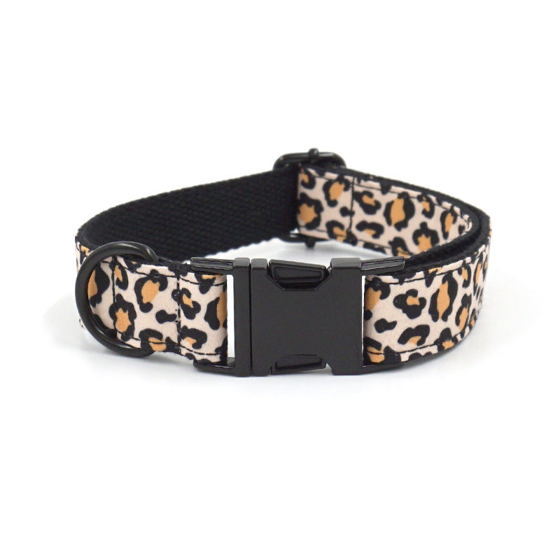 Dog Collar and Leash Set Black Metal Buckle Heavy Duty Nylon - Detail Angle 5 | Majestic Pet Kingdom