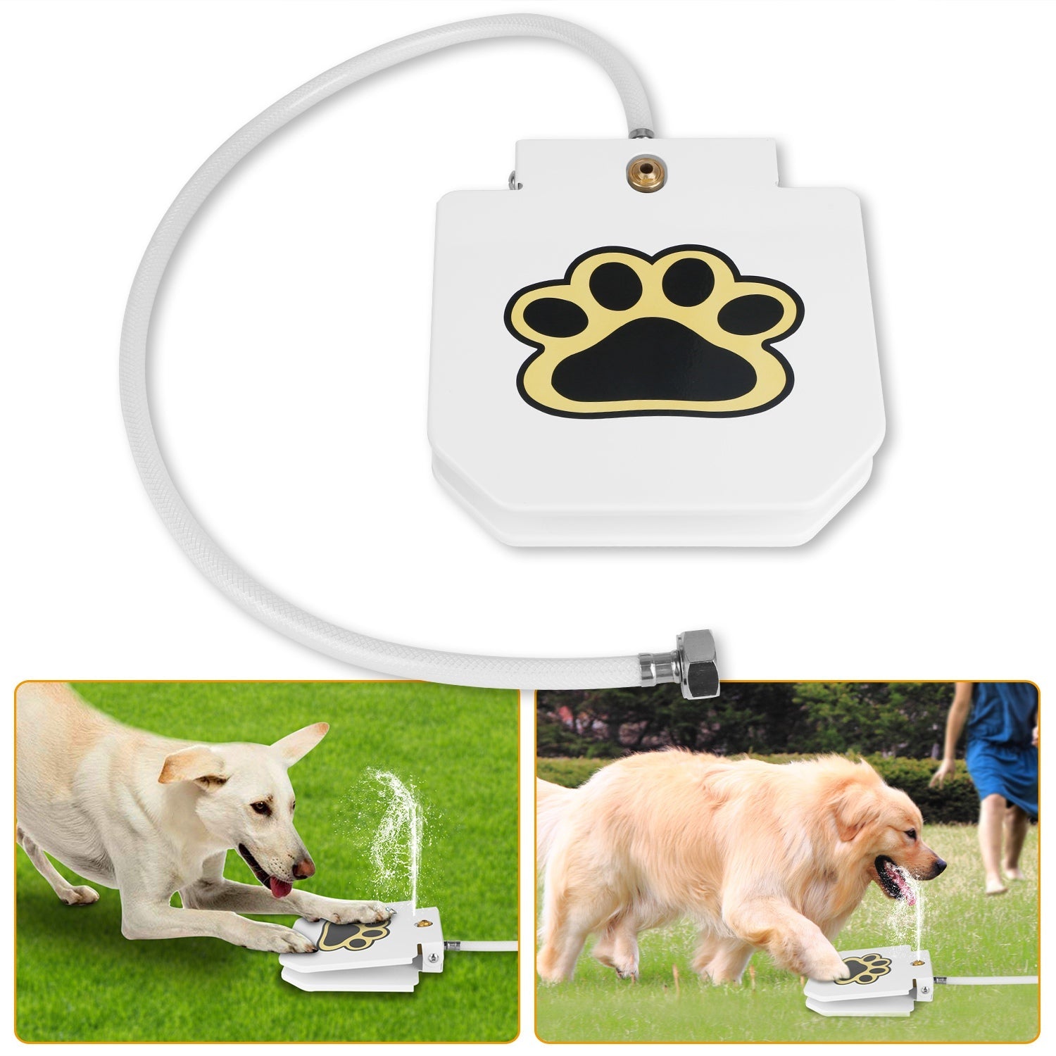 Dog Water Fountain Outdoor Dog Pet Water Dispenser Step-on Activated Sprinkler w/ Interactive Paw Pedal Valve for Drinking Fresh Water - Majestic Pet Kingdom