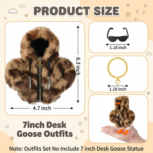 7inch Desk Goose Outfits, Desktop Goose Clothes With 1 Sunglasses & 1 Necklaces, Plush Hoodie Set For Magnetic Goose Statue | Purrfect Pet Kingdom