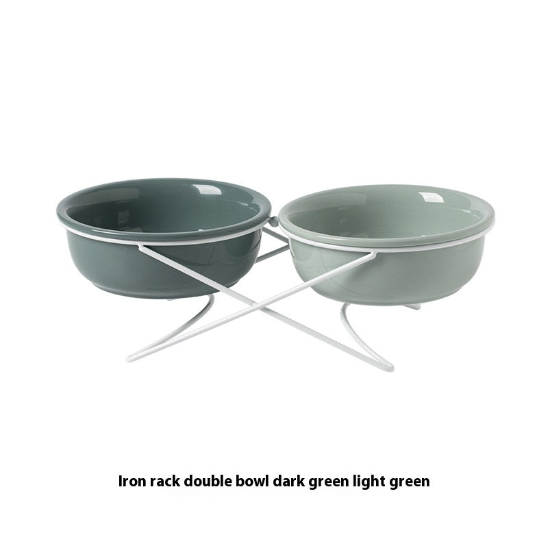 Ceramic Bowl Food Basin Drinking Bowl Food Bowl Pet Supplies Ceramic Double Cat Bowl - Majestic Pet Kingdom