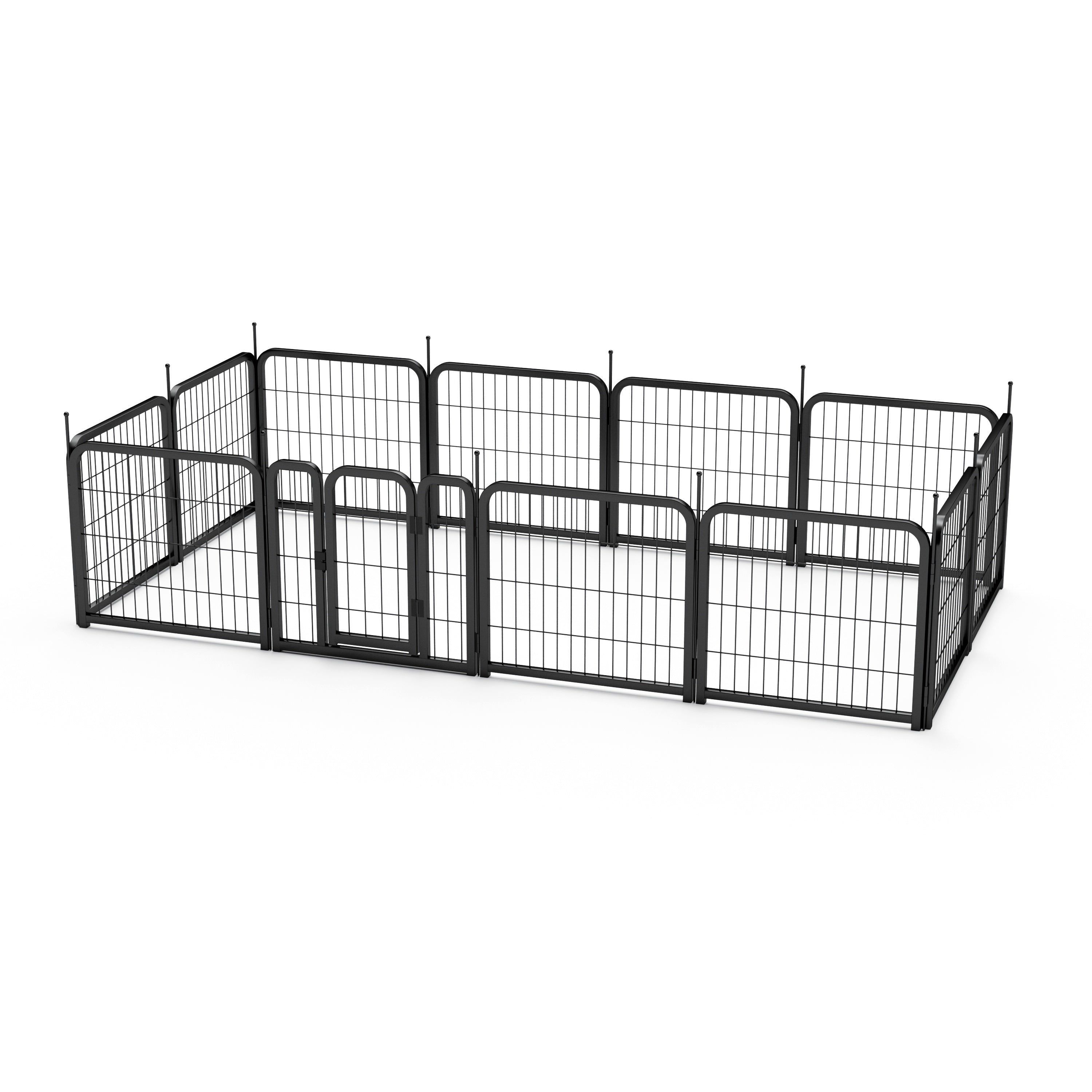 Outdoor 12 piece dog fence, 24 inch portable indoor game fence for small dog pets. Black, 22.2 inches wide x 23.6 inches high. - Majestic Pet Kingdom
