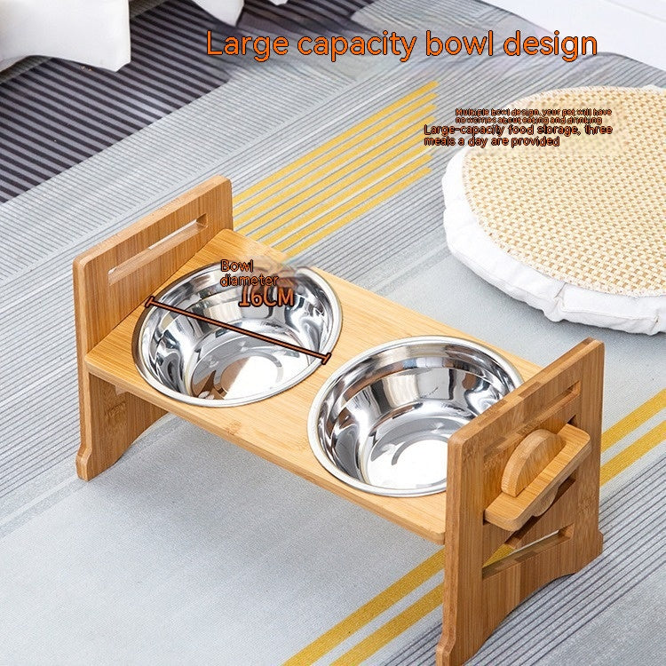 Dog Bowls Elevated Stainless Steel Double Dishes Rolling Stand - Detail Angle 2 | Majestic Pet Kingdom