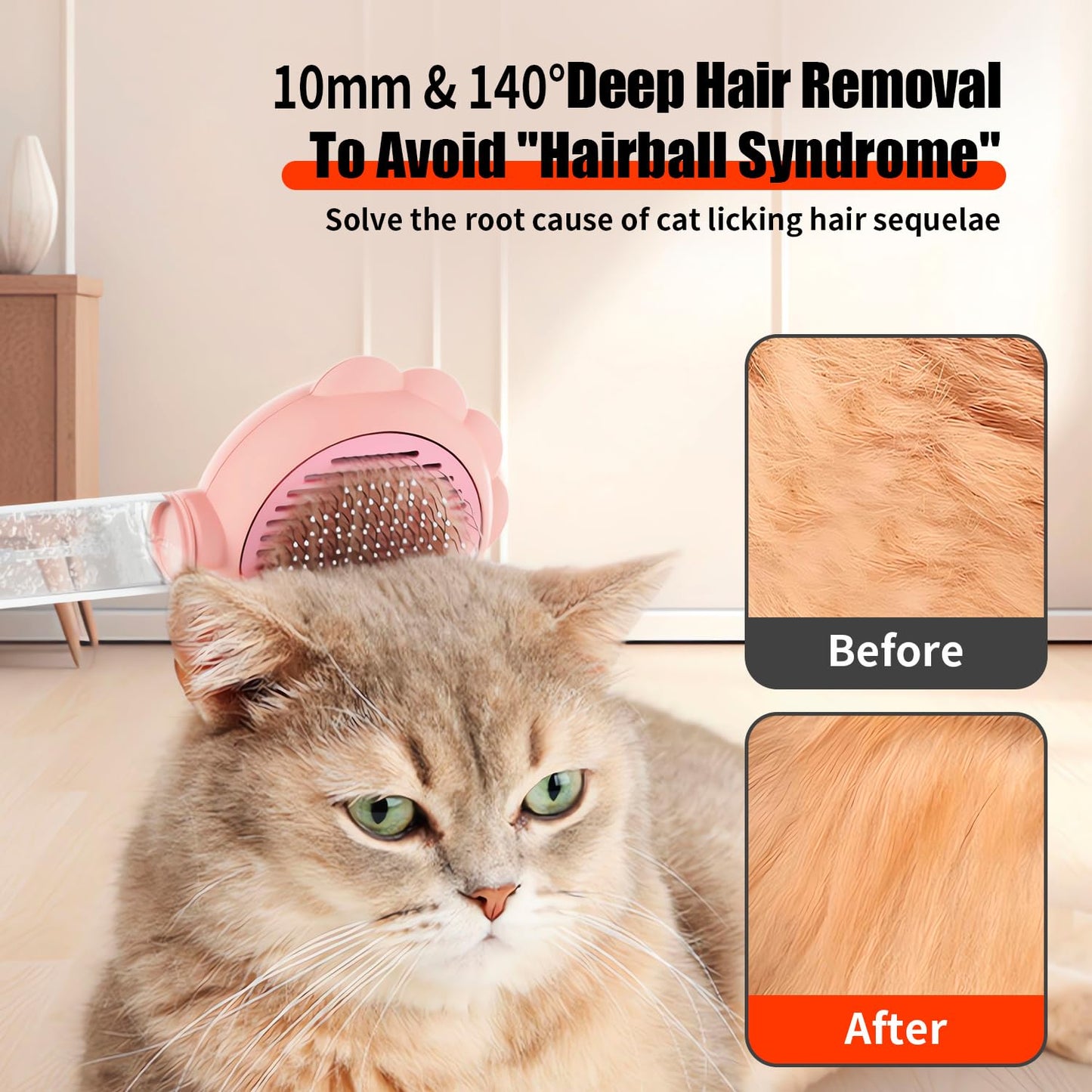 Cat Grooming Brush Steamy Spray Self-Cleaning Slicker Comb - Detail Angle 7 | Majestic Pet Kingdom