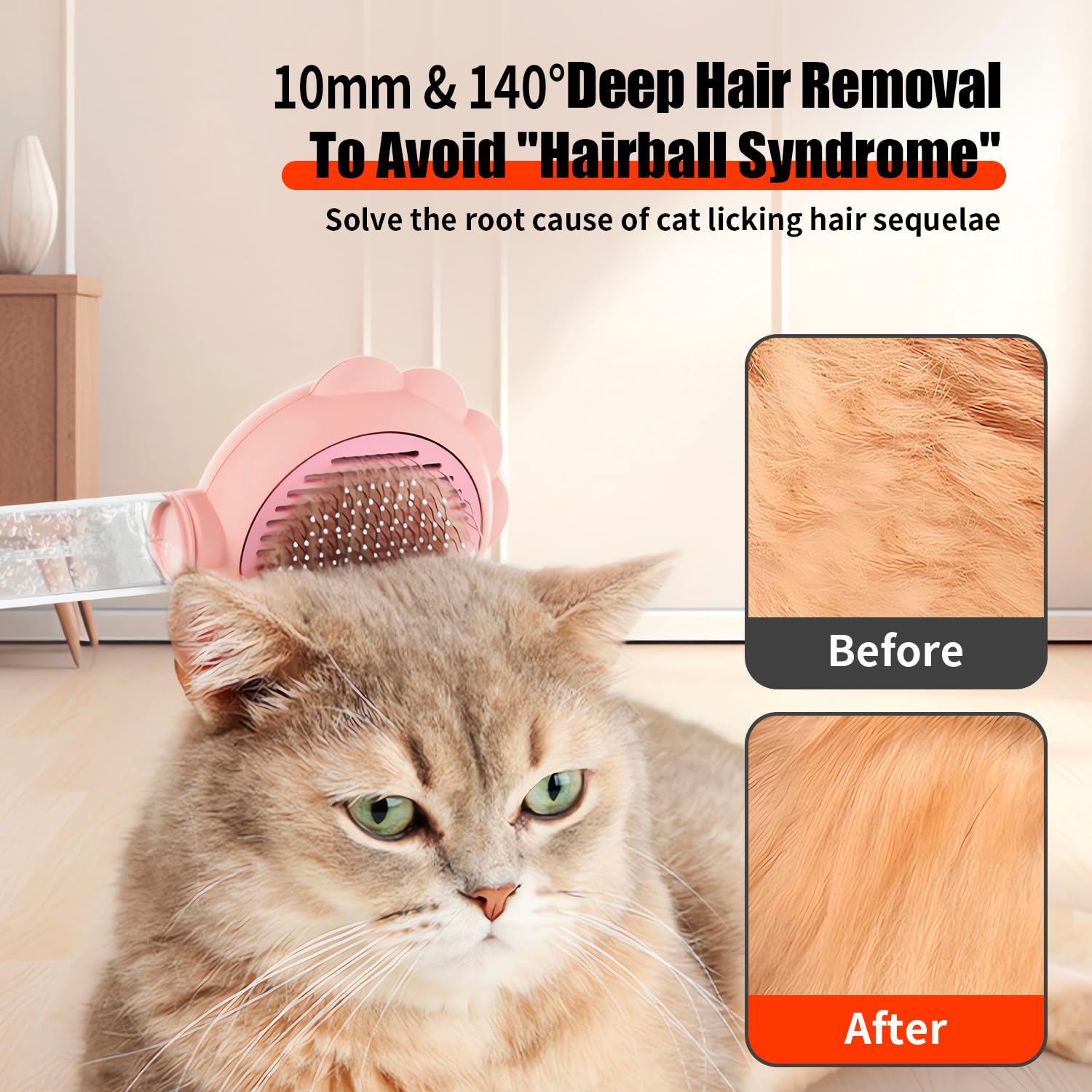 Cat Grooming Brush Steamy Spray Self-Cleaning Slicker Comb - Detail Angle 7 | Majestic Pet Kingdom
