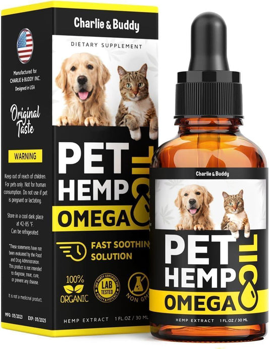 Hemp & Salmon Oil For Dogs Omega 3-6-9 Skin & Coat 1 Fl Oz