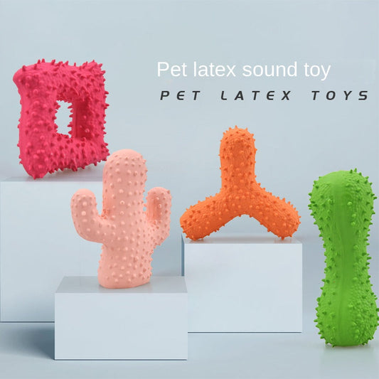 New Pet Latex Toy with Spiked Bone and Four-Corner Square Latex Sound Toy Durable Teeth-Cleaning Dog Toy | Purrfect Pet Kingdom