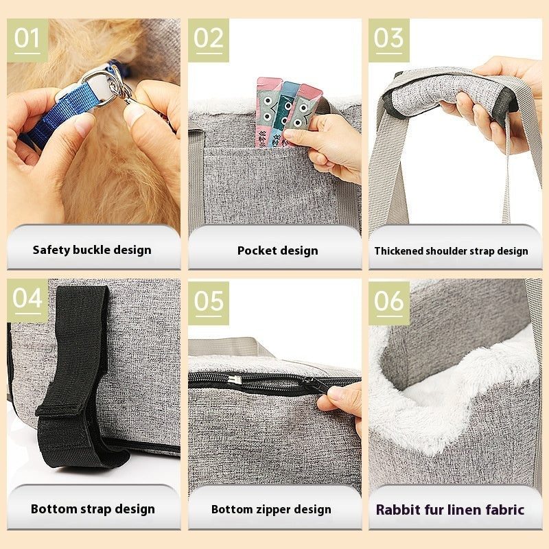 Dog Car Seat Four Seasons Universal Booster Kennel Travel Bed - Detail Angle 4 | Majestic Pet Kingdom