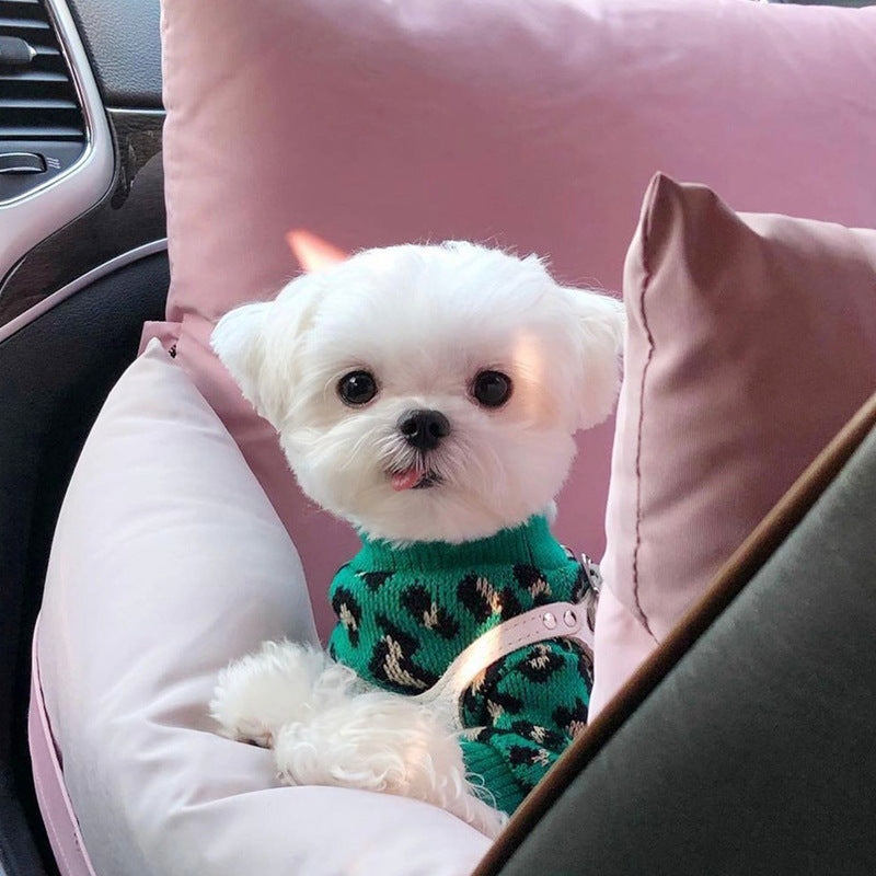 Knitted Dog Leopard-print Sweater Small Dog Pet Dog Cat Clothes - Majestic Pet Kingdom