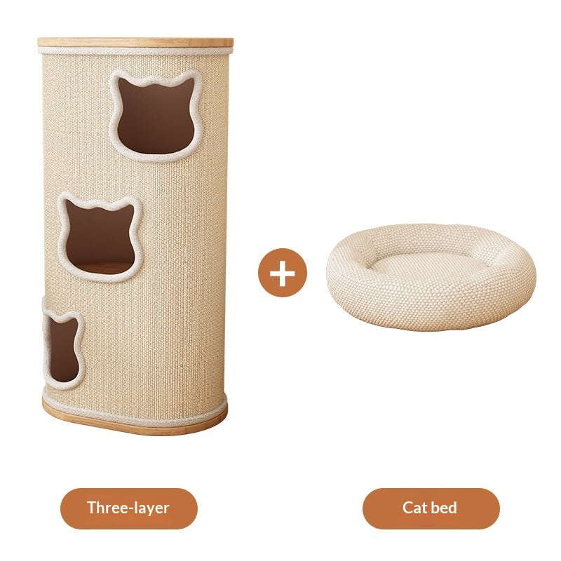 All-in-one Solid Wood Cat Tree Suitable For All Four Seasons