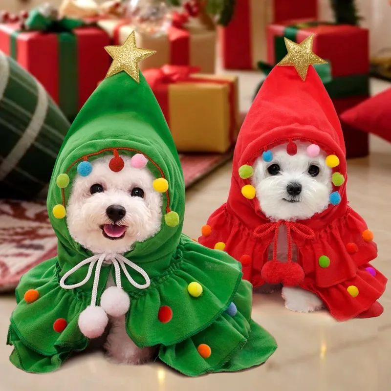 Autumn And Winter Christmas Pet Clothes Two Color Cloak Pet Cloak | Majestic Pet Kingdom™