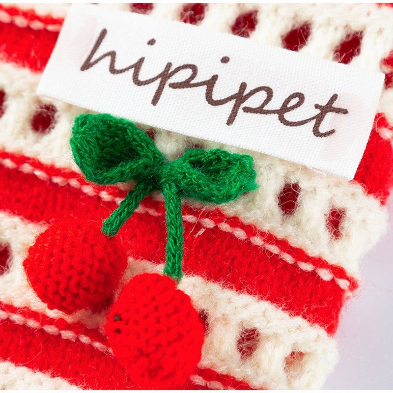 Autumn And Winter Dog Clothing, Warm, Hollowed-out Knitted Cherry Small Dog, Teddy Bichon, Cat Sweater, Pet Clothing - Majestic Pet Kingdom