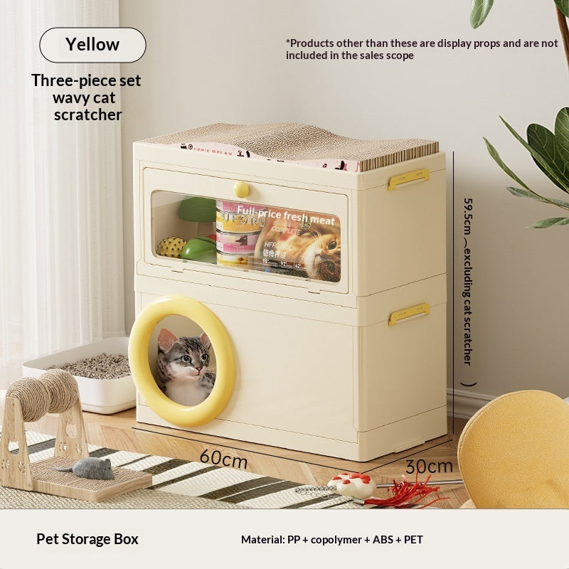 Multi-functional Pet Storage Box With A Cat Scratcher