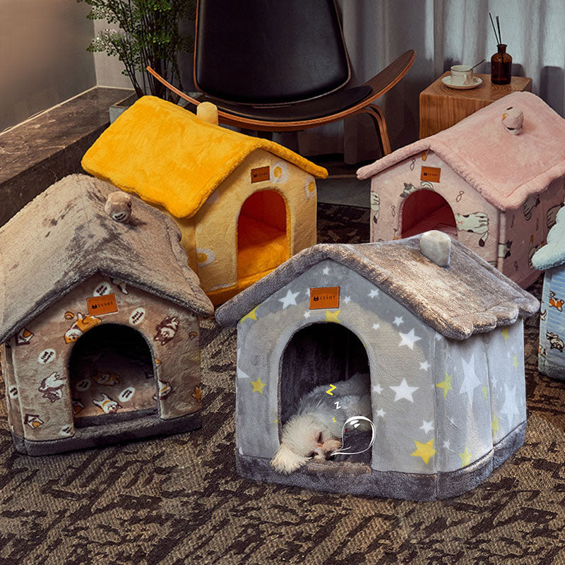Foldable Dog House Pet Cat Bed Winter Dog Villa Sleep Kennel Removable Nest Warm Enclosed Cave Sofa Pets Supplies - Premium Pet Accessory