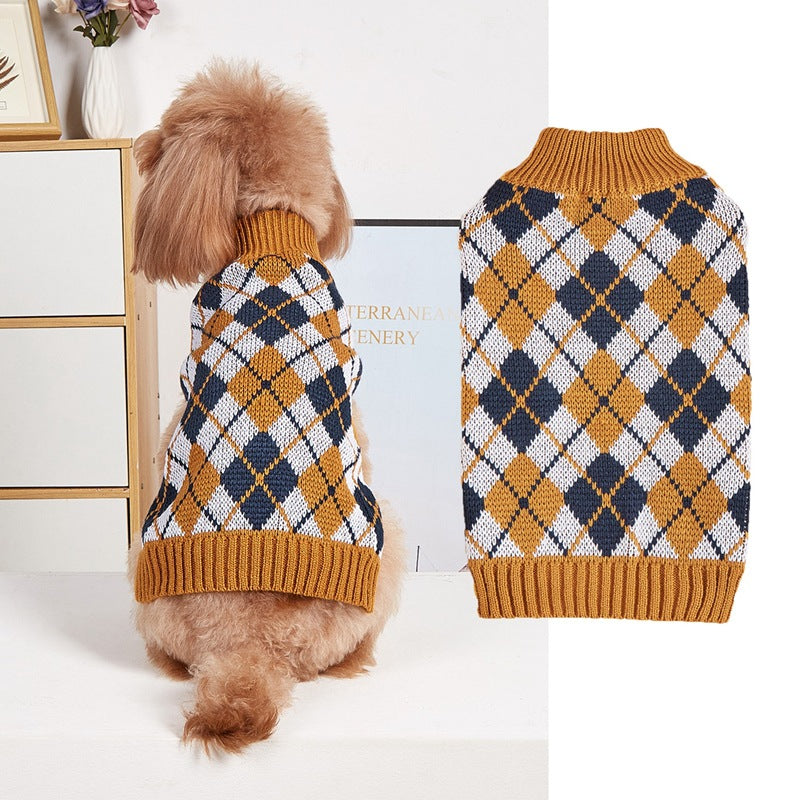 Thanksgiving Pet Clothes Lapel Retro Plaid Contrast Color - Majestic Pet Kingdom