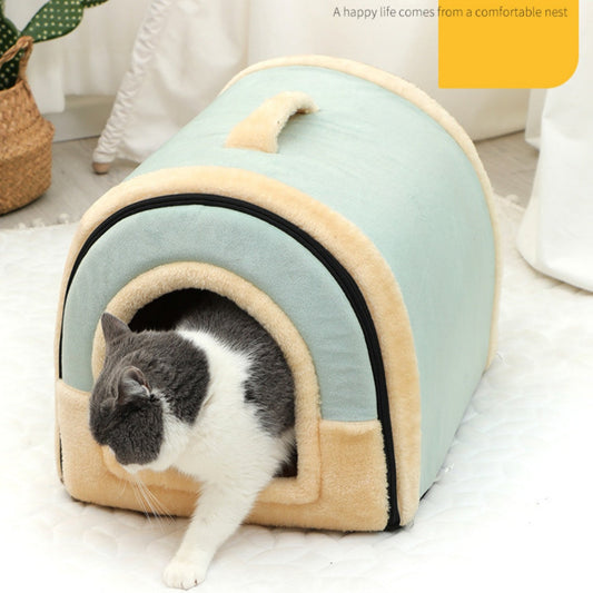 Dog Bed Portable Handle Soft Warm Winter Sleeping Basket Nest