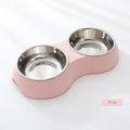 Pet Stainless Steel Double Bowl Dog Feeder In Macaron Colors