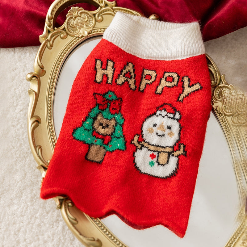 Autumn And Winter Dog Knitted Sweaters, Happy Little Dogs, Prosperous New Year Sweaters, Teddy Bichon Frises, Cat Pet Warm Clothes - Majestic Pet Kingdom