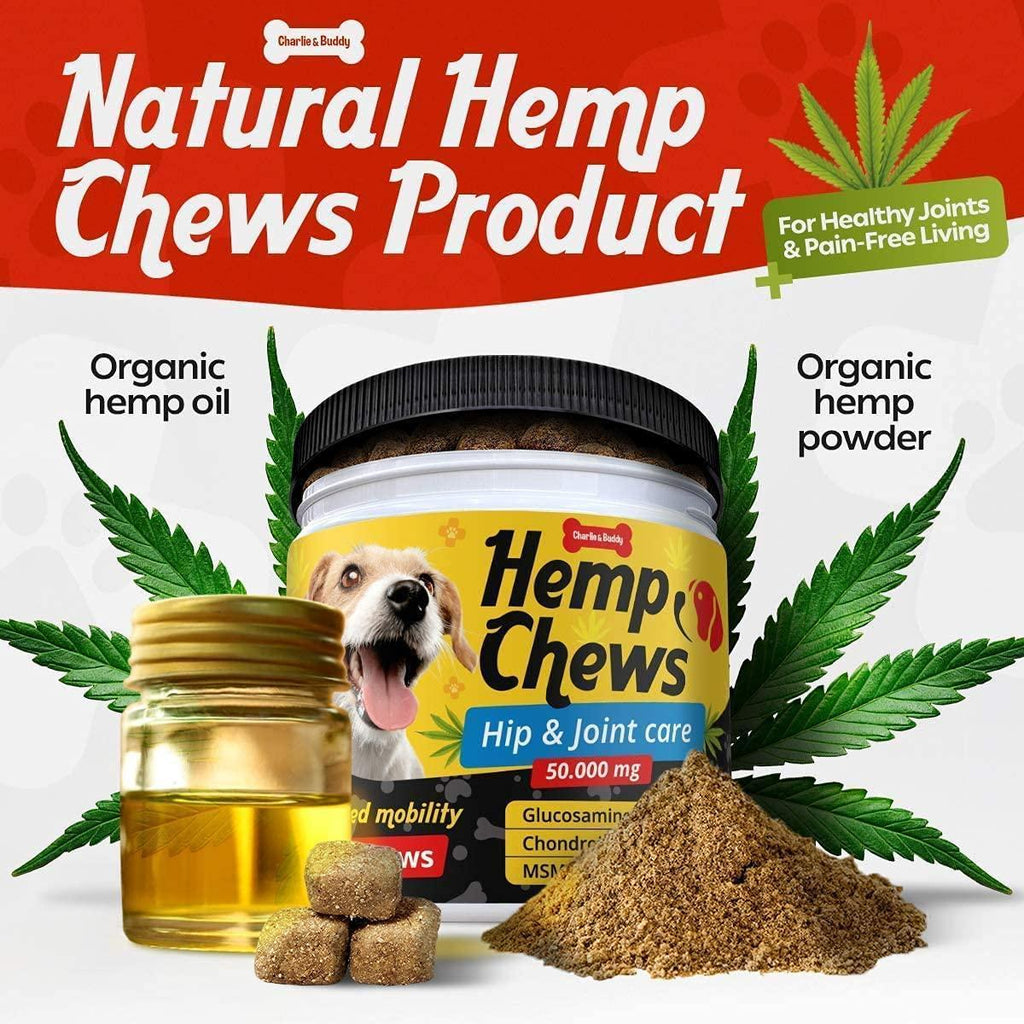 Hemp Hip & Joint Supplement for Dogs 120 Count Glucosamine