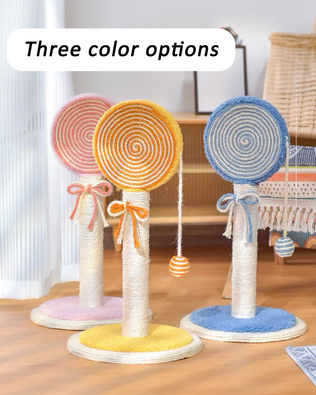 Cat Scratching Post Sisal Rope Tower with Hanging Ball Toy - Detail Angle 4 | Majestic Pet Kingdom