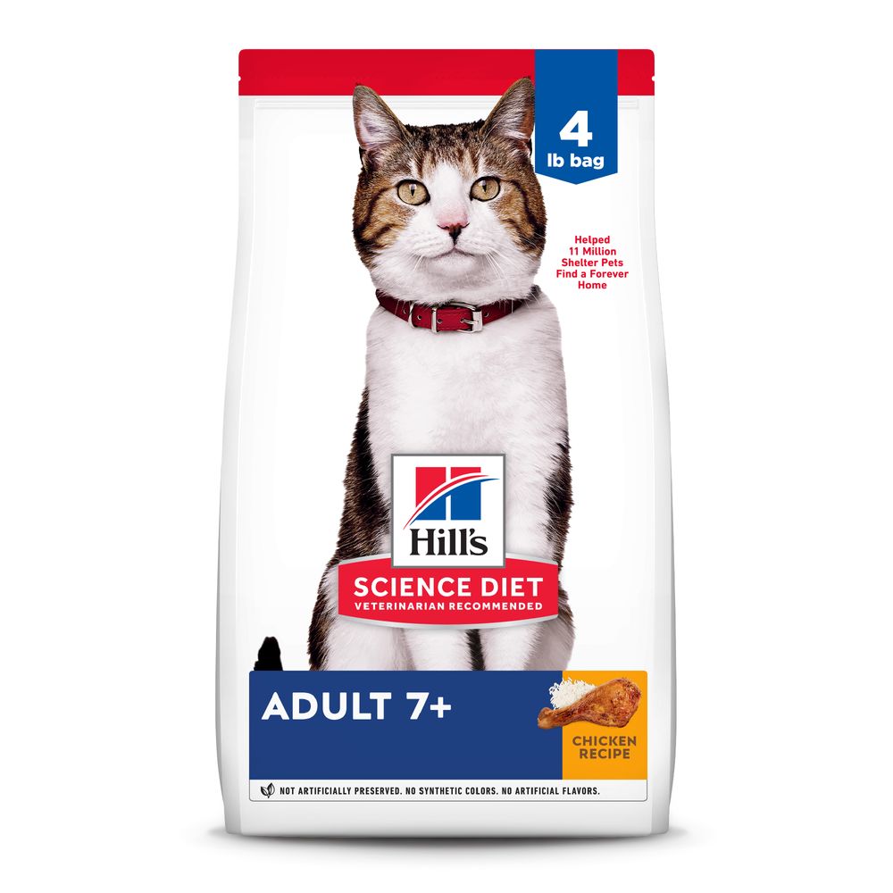 Cat Food Hills Science Diet Adult 7+ Chicken Recipe Dry 4lb