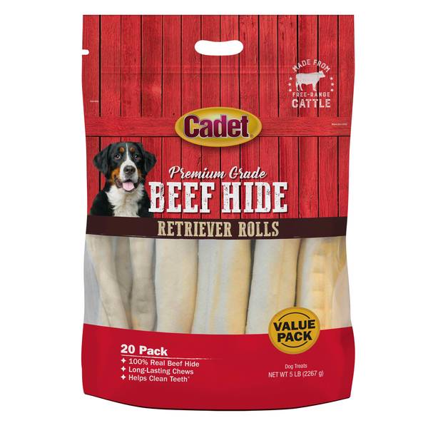 Dog Chews Cadet Premium Beefhide Retriever Rolls 20-Pack 5lb - Main Feature View | Majestic Pet Kingdom