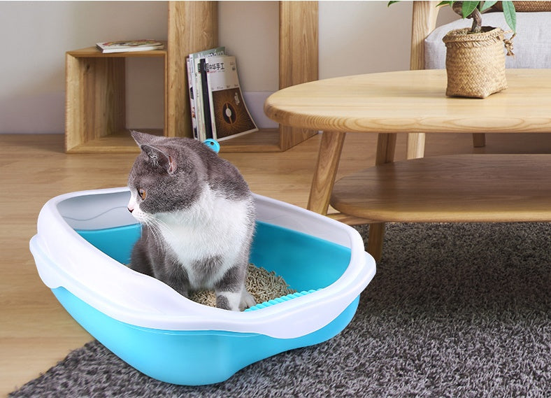 Cat Litter Box High-Sided Anti-Splash Odor Control Basin Pan - Detail Angle 4 | Majestic Pet Kingdom