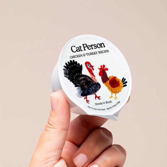 Cat Person Cat Shredded Chicken & Turkey In Broth 2.75oz - Majestic Pet Kingdom