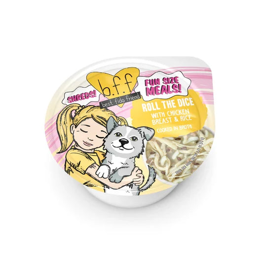 BFF Fun Size Meal Roll The Dice Chicken Breast and Rice Shredded Wet Dog Food (2.7oz) - Majestic Pet Kingdom