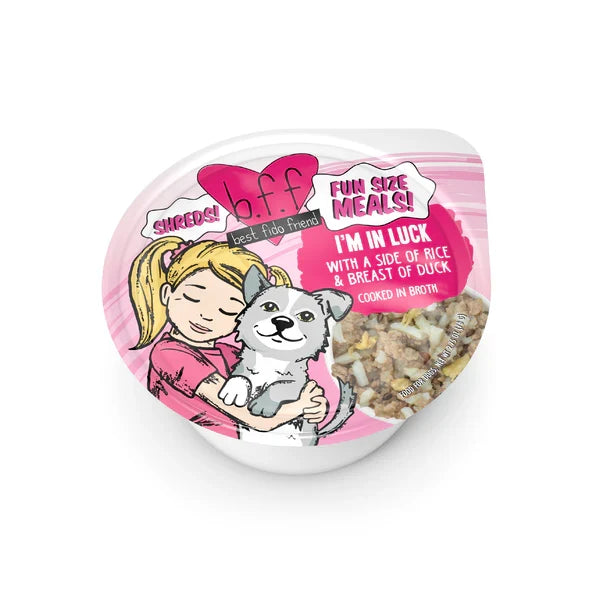 BFF Fun Size Meal I’m In Luck Duck and Rice Shredded Wet Dog Food (2.7oz) - Majestic Pet Kingdom