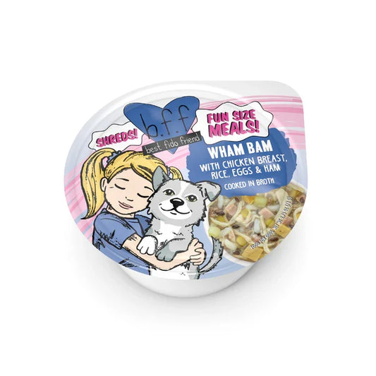 BFF Fun Size Meals Wham Bam Chicken Breast, Rice, Eggs and Ham Shredded Wet Dog Food (2.7oz) - Majestic Pet Kingdom