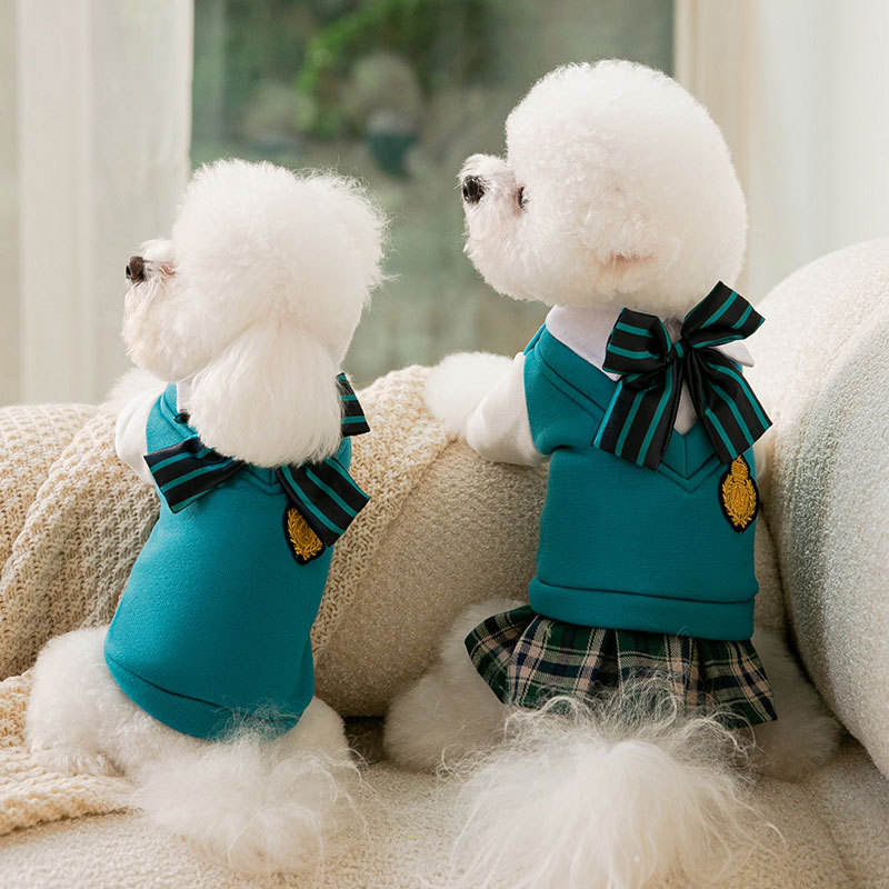 Autumn And Winter New Puppy Dog College Style Uniform Bow