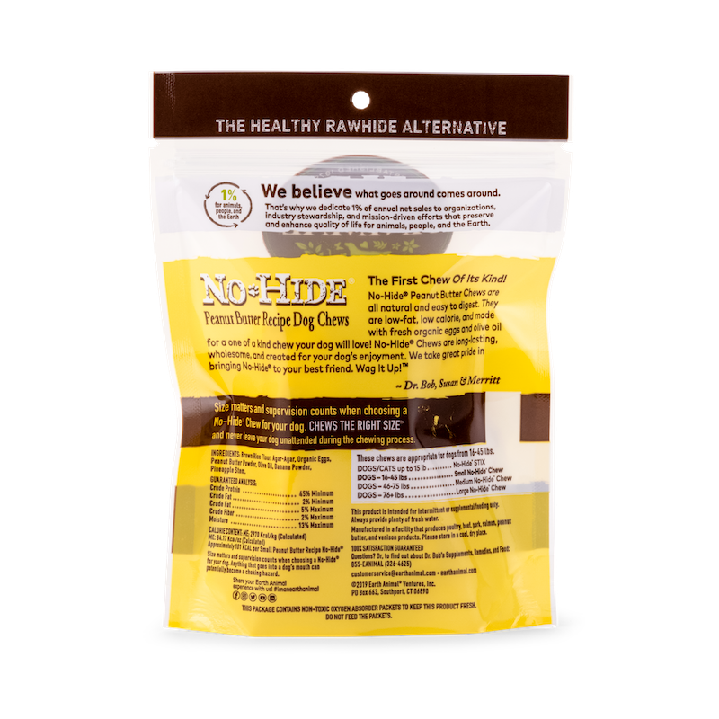 Dog Chews Earth Animal No-Hide Peanut Butter Small Rolls 2pk