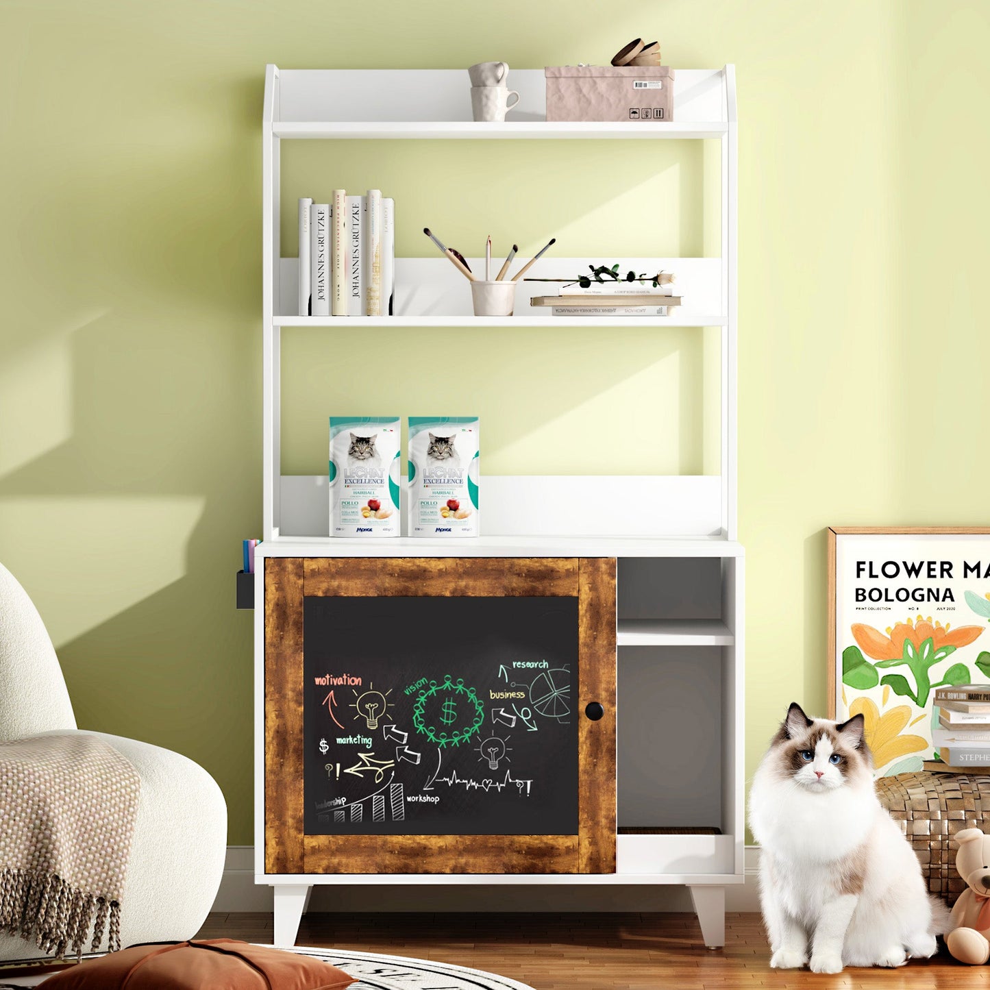 Cat Litter Box Enclosure - Hidden Storage Rack Cabinet