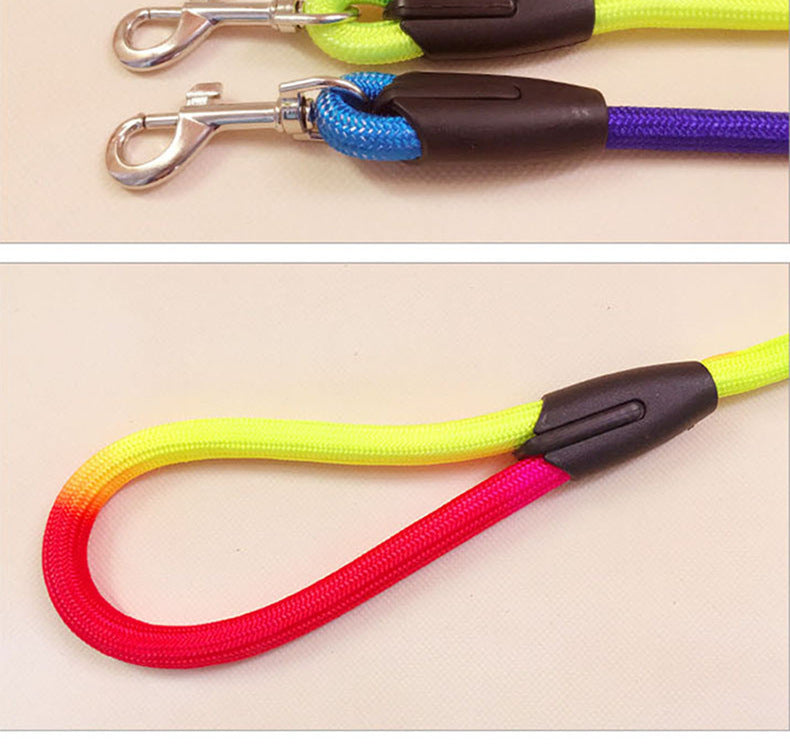 Dog Leash Colorful Braided Nylon Round Rope Walking Hand Lead - Detail Angle 5 | Majestic Pet Kingdom