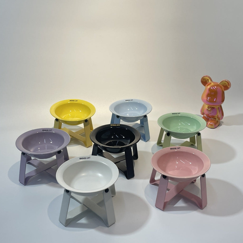 Ceramic Cat Bowl Cat Iron Frame High Leg Tableware Combination Fairy Dining Rack Cat Food Holder