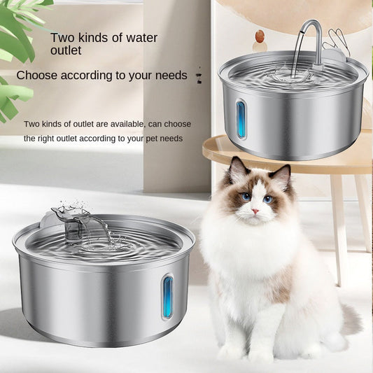 4L Stainless Steel Pet Water Dispenser with Round Viewing Window and Large Capacity LED for Cats and Dogs - Majestic Pet Kingdom