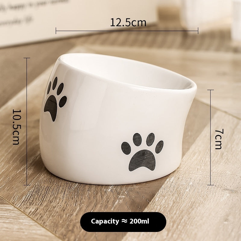 Drinking Water Neck Protection Pet Ceramic Oblique Mouth High Foot Food Basin - Majestic Pet Kingdom
