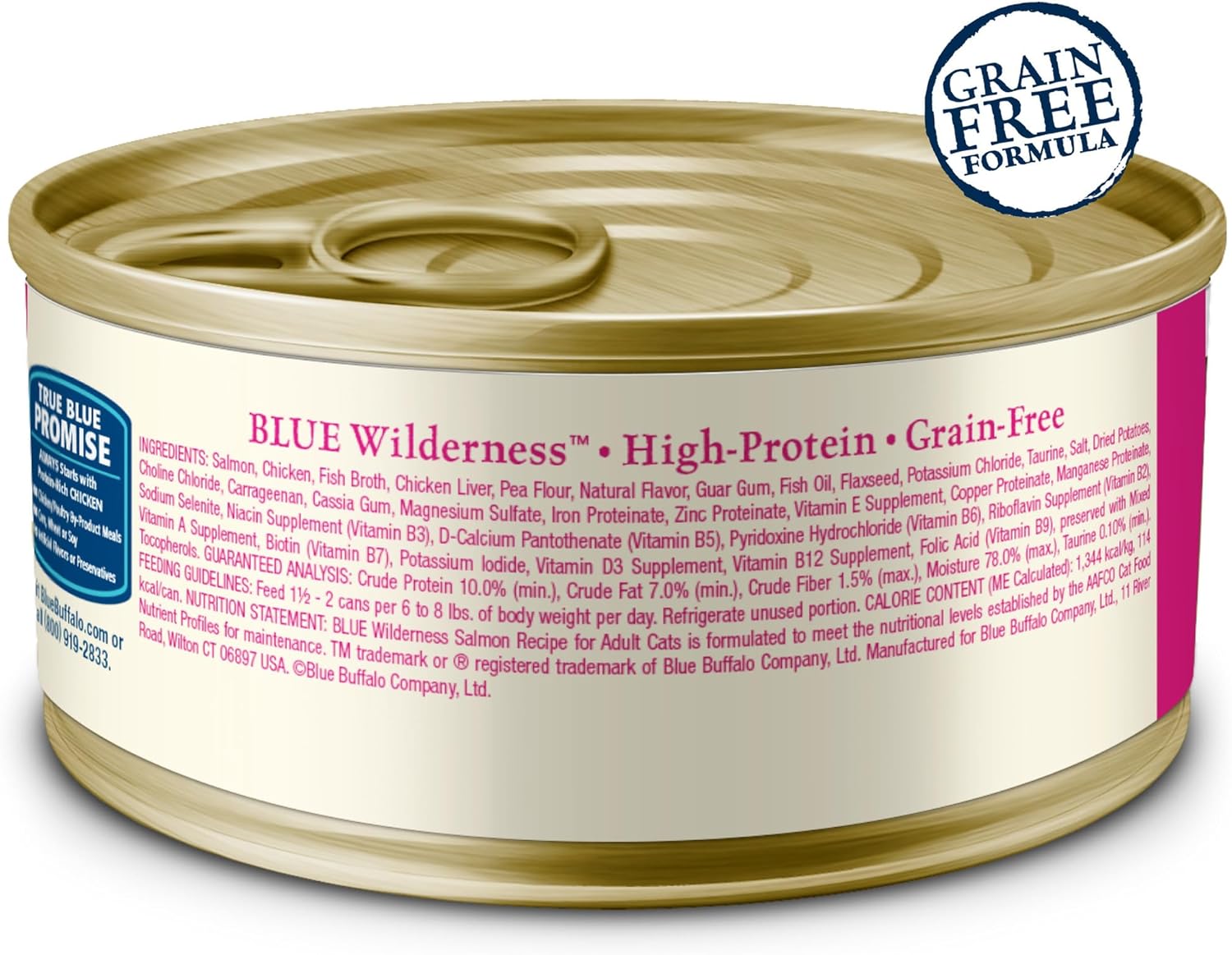 Blue Buffalo Adult Wilderness Salmon Entree Wet Cat Can (3oz) - Majestic Pet Kingdom
