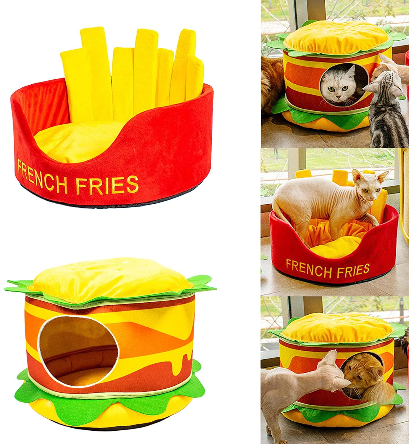 Hamburger French Fries Pet Bed | Purrfect Pet Kingdom