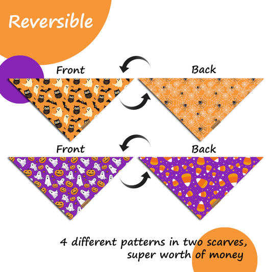 Raisingwell Dog Bandana Halloween N.Helloween 1 Pack Size Large - Detail Angle 2 | Majestic Pet Kingdom