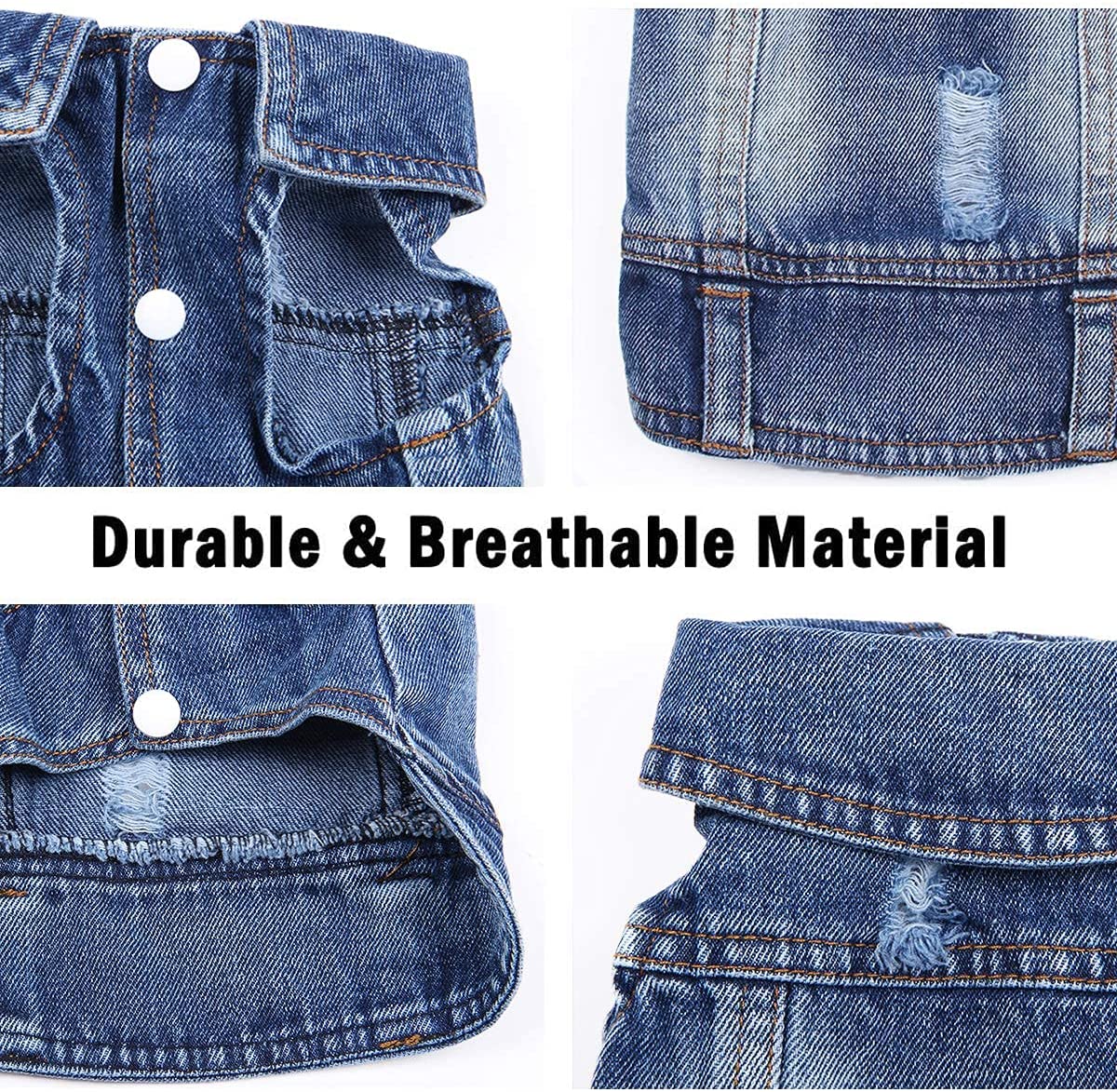 Pet Dog Cat Blue Denim Jeans Jacket Coat Vest | Purrfect Pet Kingdom