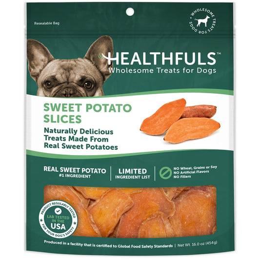 Healthfuls Sweet Potato Slices Dog Treats Grain Free Limited Ingredient 16 oz - Main Feature View | Majestic Pet Kingdom