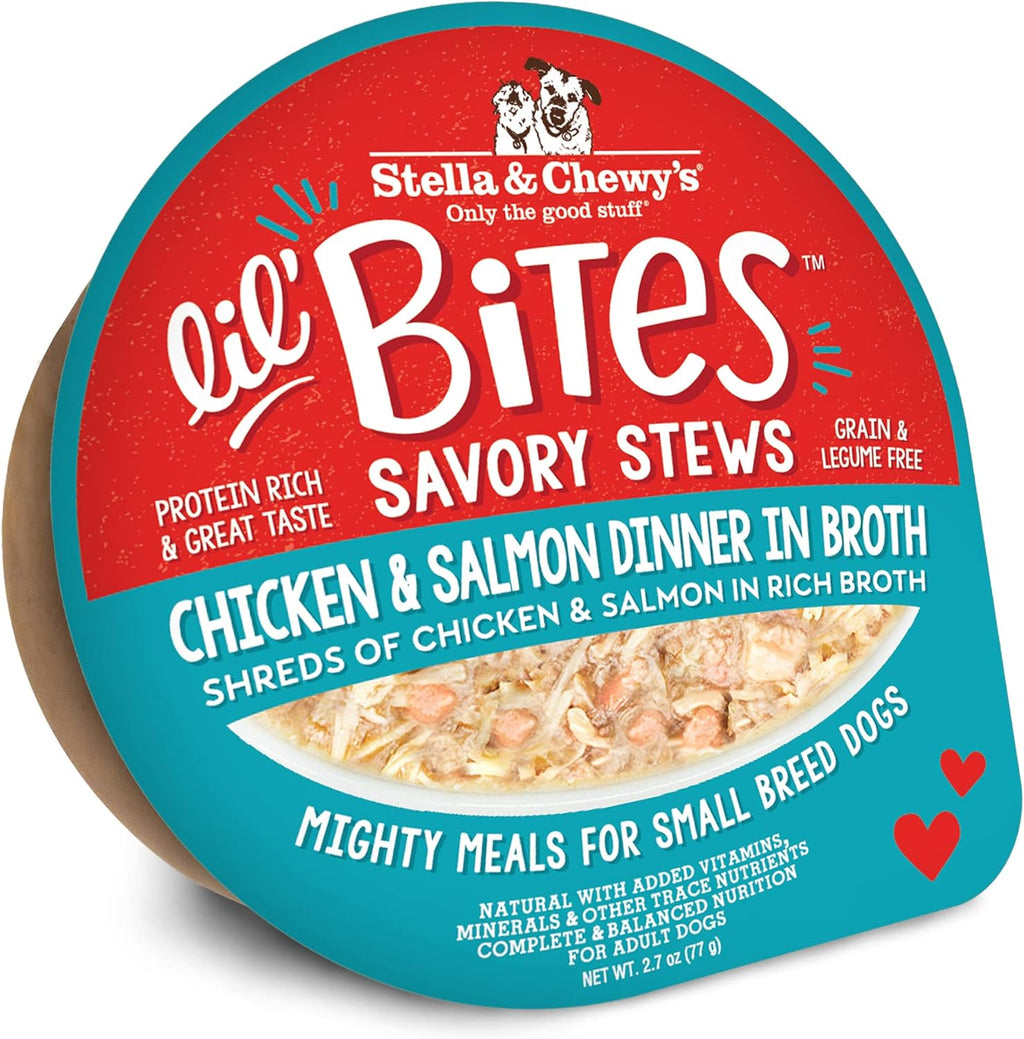 Stella & 's Lil' Bites Savory Stews Chicken & Salmon Dinner in Broth Dog Food (2.7oz) - Majestic Pet Kingdom