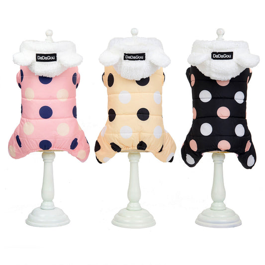Warm big polka dot four-leg cotton coat - Majestic Pet Kingdom