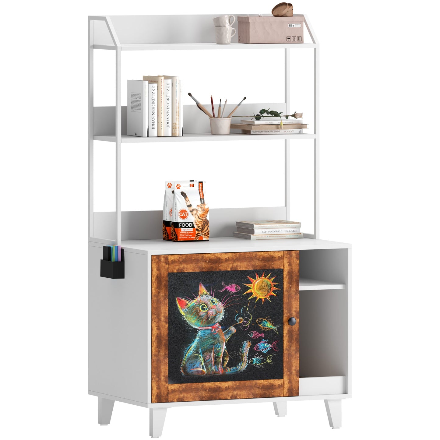 Cat Litter Box Enclosure - Hidden Storage Rack Cabinet