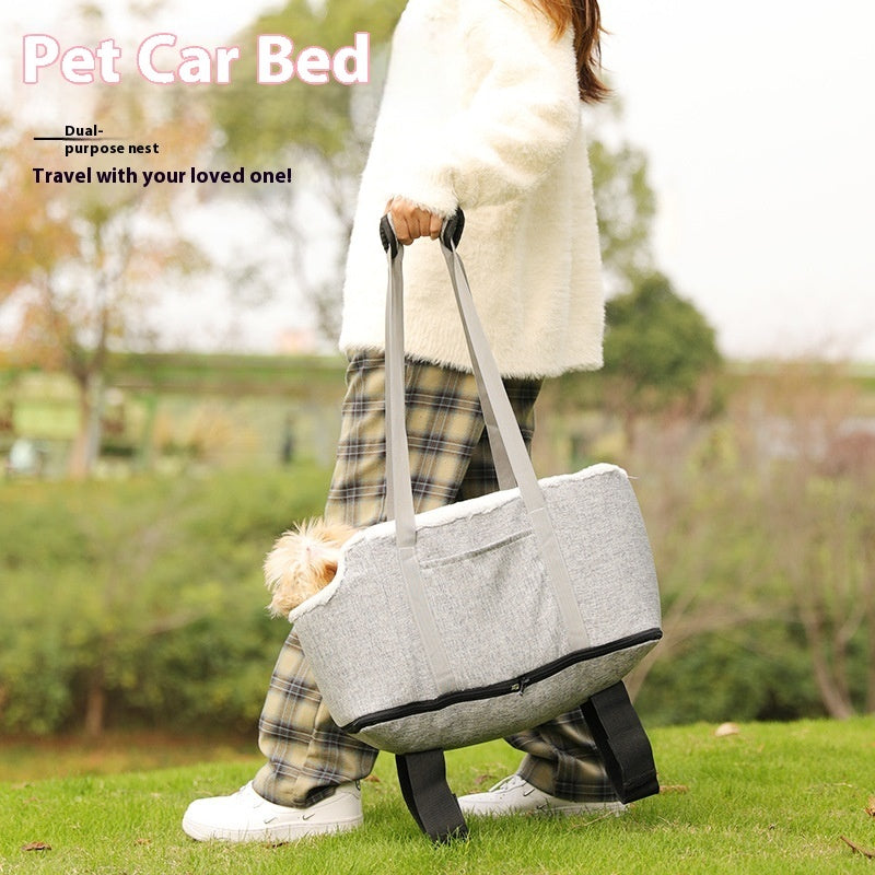 Dog Car Seat Four Seasons Universal Booster Kennel Travel Bed - Detail Angle 2 | Majestic Pet Kingdom